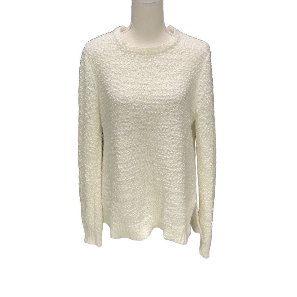 Marled Reunited Clothing Cream Textured Sweater Long Sleeve Crew Neck Size M